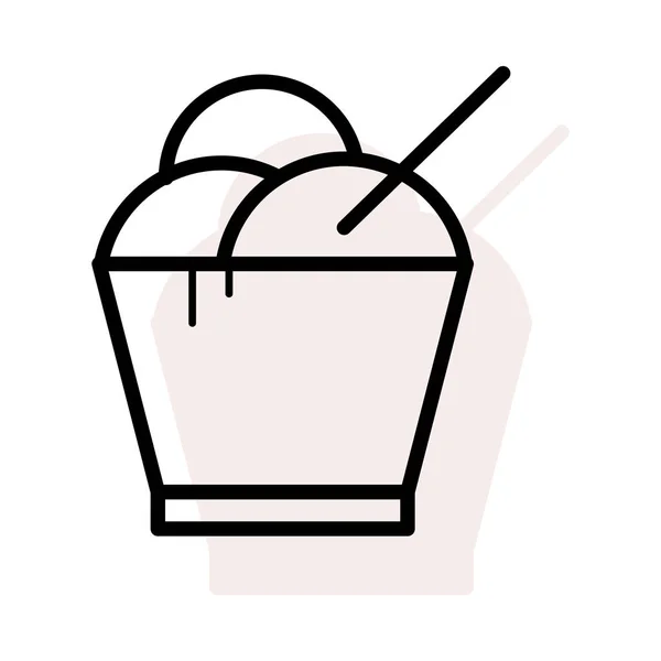 Чаша Плоским Значком Мороженого Вектор Иллюстрация — стоковый вектор