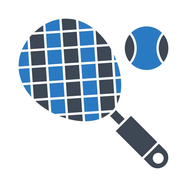 Raqueta Tenis Con Bola Icono Plano Aislado Sobre Fondo Blanco — Vector de stock