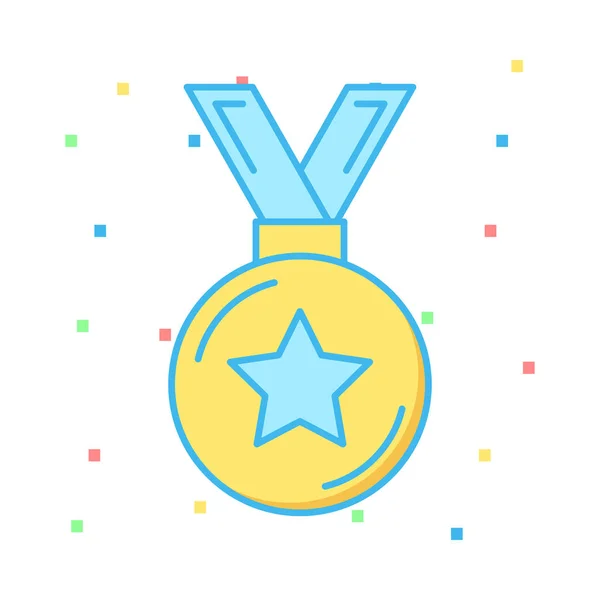 Sport Prize Medal Flat Icon Isolated White Background Vector Illustration — Stock Vector