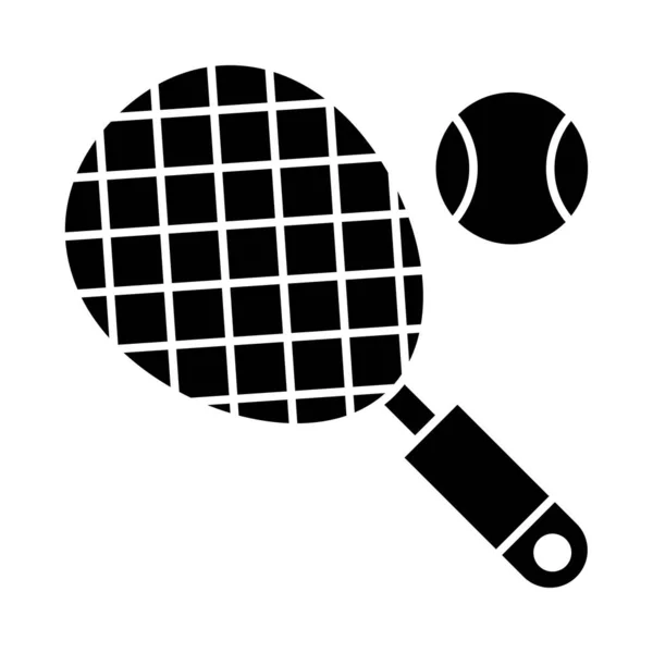 Raqueta Tenis Con Bola Icono Plano Aislado Sobre Fondo Blanco — Archivo Imágenes Vectoriales