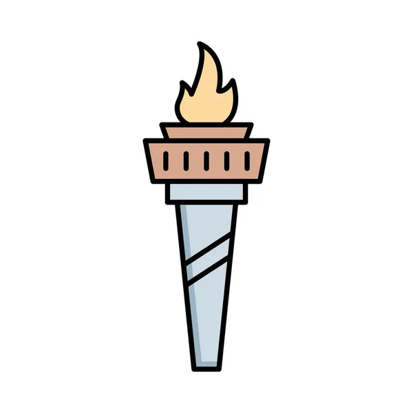 Факел Олимпийским Огнем Плоской Значок Изолирован Белом Фоне Вектор Иллюстрация — стоковый вектор