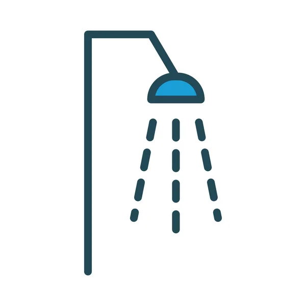 シャワー水栓フラット アイコン ベクトル イラスト — ストックベクタ