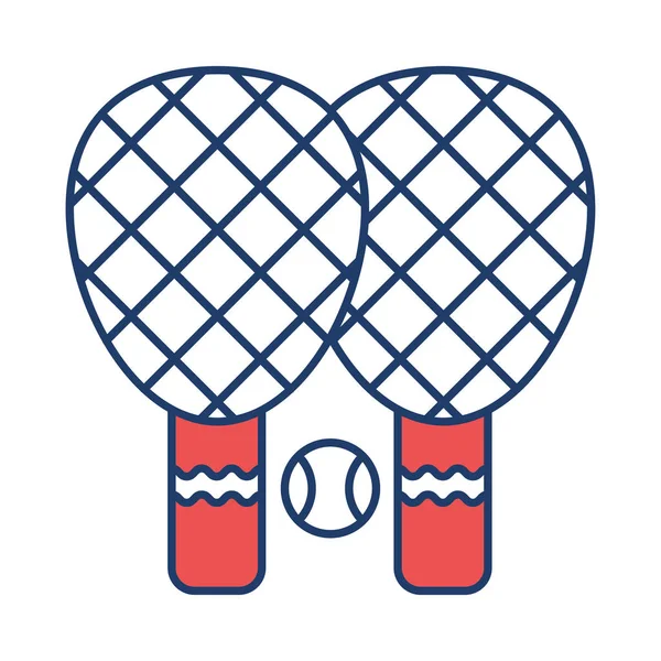 Raquetas Tenis Con Bola Icono Plano Aislado Sobre Fondo Blanco — Vector de stock