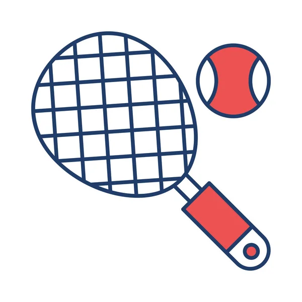 Raqueta Tenis Con Bola Icono Plano Aislado Sobre Fondo Blanco — Vector de stock