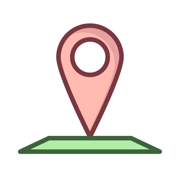 Broche Localisation Sur Carte Icône Plate Vecteur Illustration — Image vectorielle