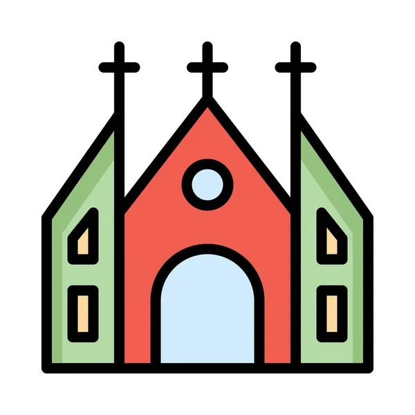 Katolická Církev Budova Ploché Ikony Vektorová Ilustrace — Stockový vektor
