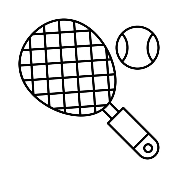 Raqueta Tenis Con Bola Icono Plano Aislado Sobre Fondo Blanco — Vector de stock