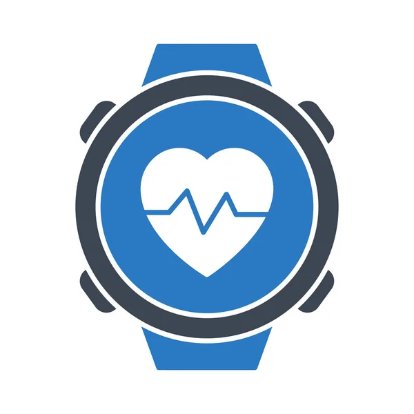 Reloj Con Corazón Icono Plano Vector Ilustración — Vector de stock