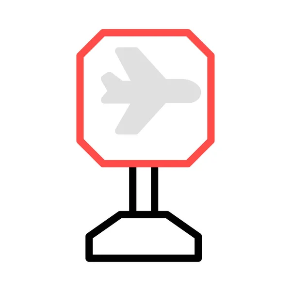 Enseigne Aéroport Icône Plate Vecteur Illustration — Image vectorielle