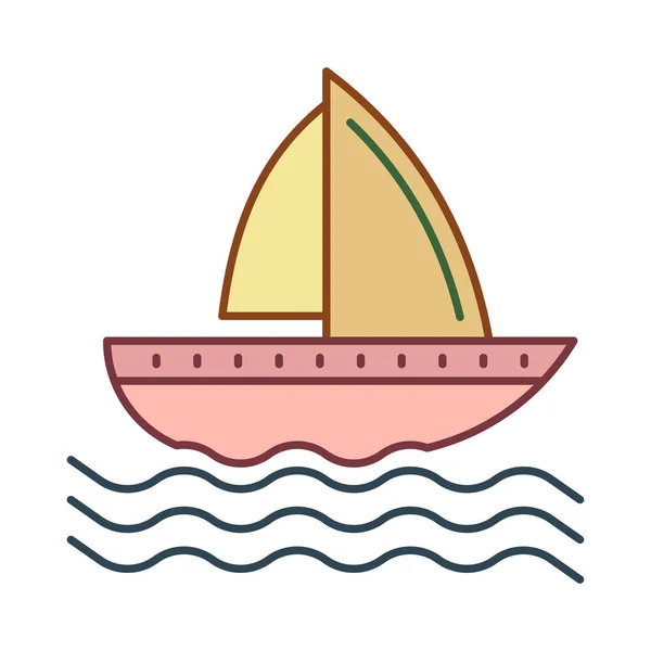 Yacht Flat Icon Vector Illustration Cruise Concept — Stock Vector