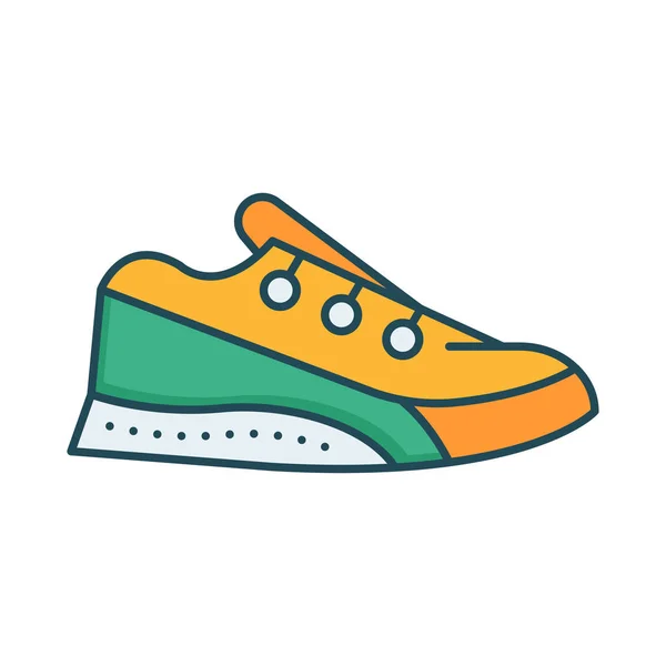 Sneaker Flat Ikonen Isolerad Vit Bakgrund Vektor Illustration — Stock vektor