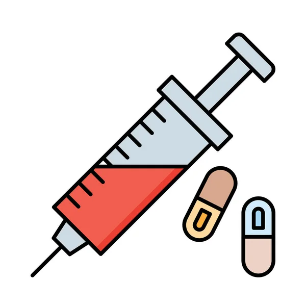 注射薬フラット アイコン白背景 ベクトル イラストに分離 — ストックベクタ