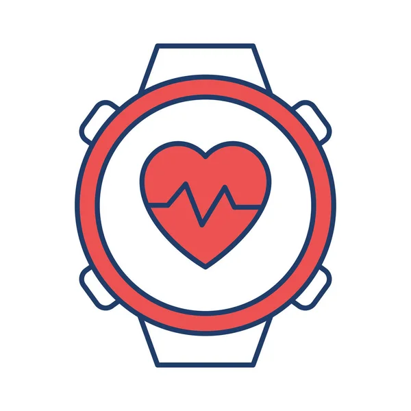 Reloj Con Corazón Icono Plano Vector Ilustración — Vector de stock