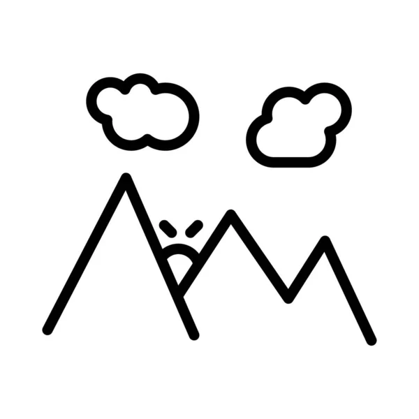 Berge Mit Wolken Bei Sonnenaufgang Flaches Symbol Vektor Illustration — Stockvektor