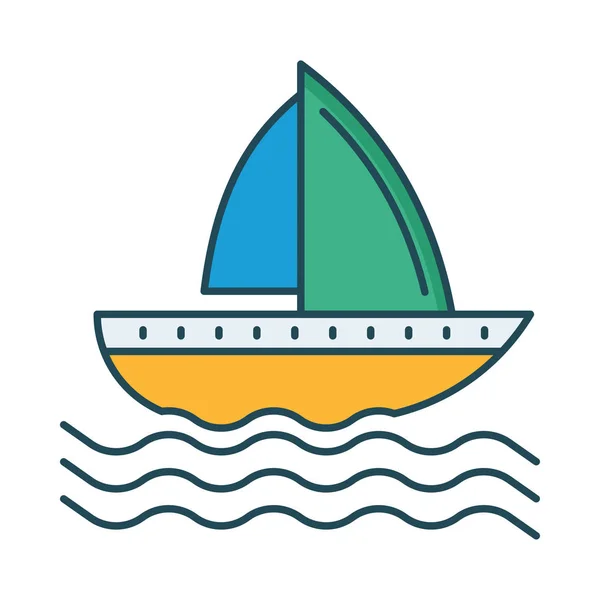 Yacht Flat Icon Vector Illustration Cruise Concept — Stock Vector