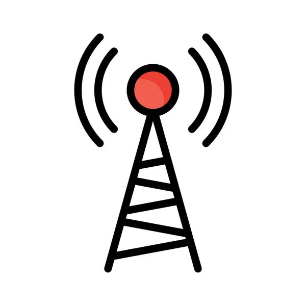 Antennenmast Signalisiert Flaches Symbol Vektor Illustration — Stockvektor