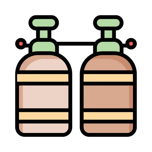 Oxygen Cylinders Swimming Flat Icon Vector Illustration — Stock Vector
