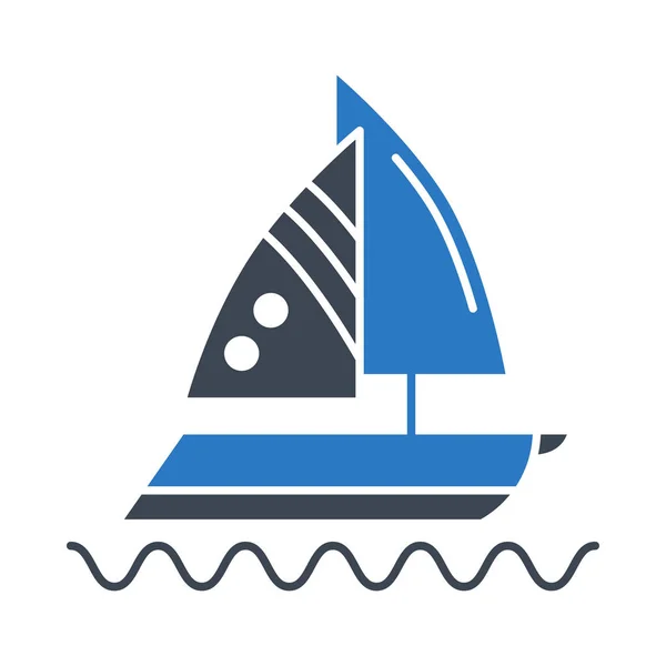 Yacht Flaches Symbol Isoliert Auf Weißem Hintergrund Vektor Illustration — Stockvektor