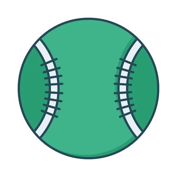 Softball Bola Plana Ícone Isolado Fundo Branco Vetor Ilustração —  Vetores de Stock