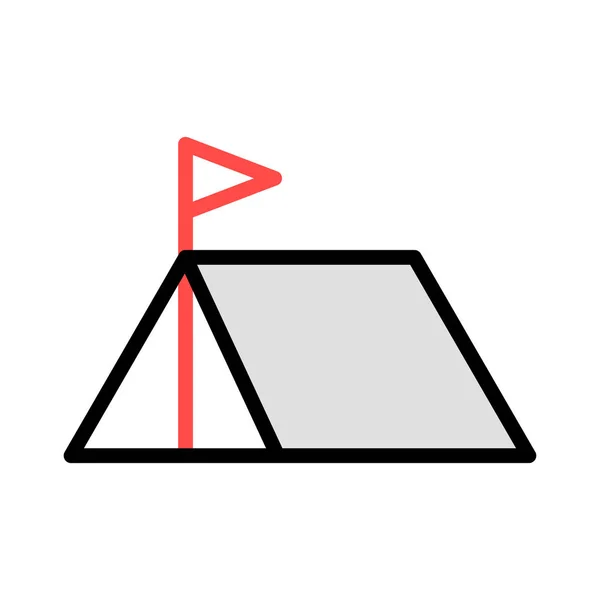 屋外のキャンプ テント フラット アイコン ベクトル イラスト — ストックベクタ