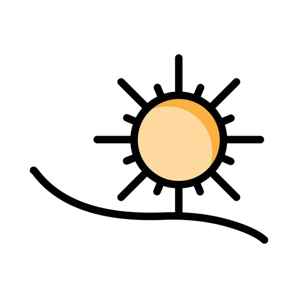 Zomer Zon Platte Pictogram Vector Illustratie — Stockvector