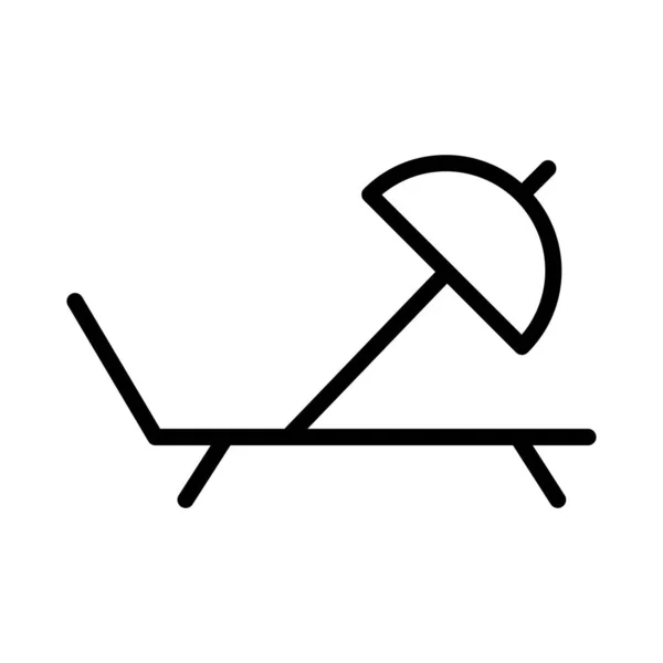 Umbrella Deckchair Flat Icon Vector Illustration — Stock Vector