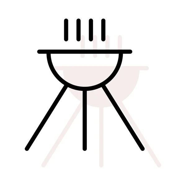 Parrilla Barbacoa Comida Plana Icono Vector Ilustración — Vector de stock