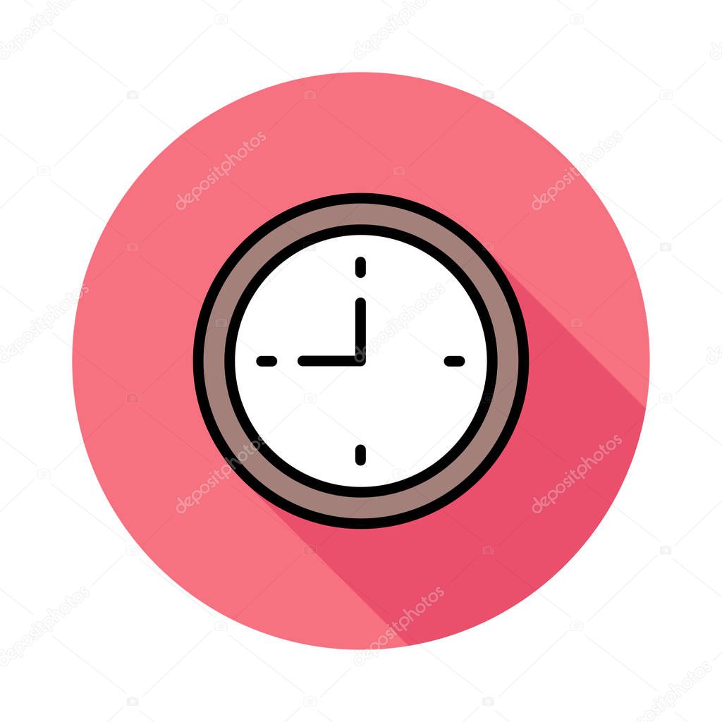 wall clock flat icon, vector, illustration