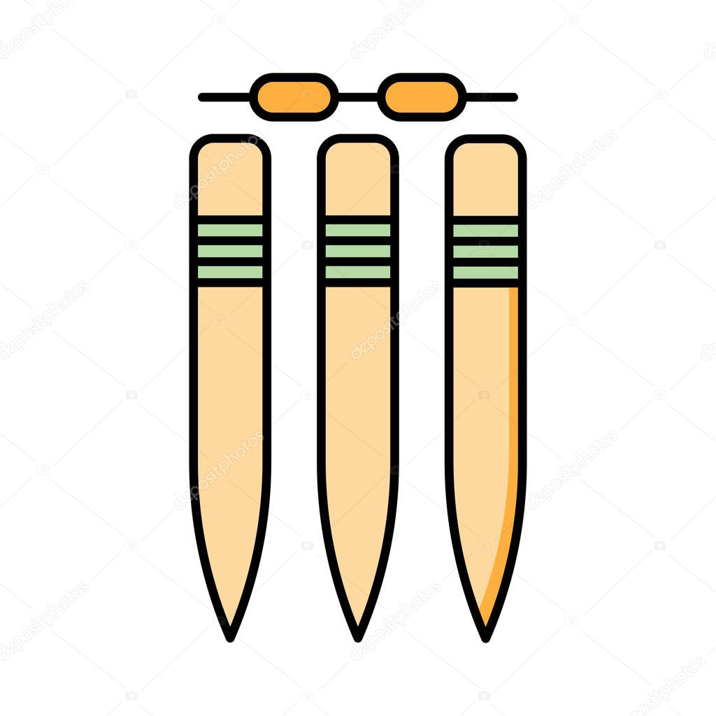 cricket wicket flat icon isolated on white background, vector, illustration