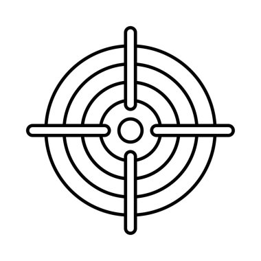 dart tahtası düz simgesi beyaz arka plan, vektör, illüstrasyon izole