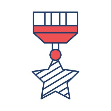 Spor ödül madalya düz simgesi beyaz arka plan, vektör, illüstrasyon izole  