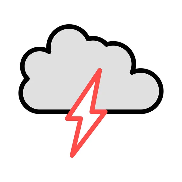 Nube Trueno Con Rayo Icono Plano Vector Ilustración — Vector de stock