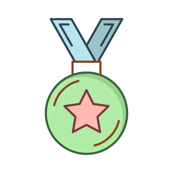 Спортивна Медаль Плоский Значок Ізольований Білому Тлі Вектор Ілюстрація — стоковий вектор