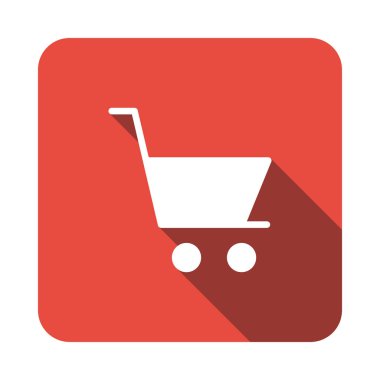 alışveriş sepeti düz simgesi beyaz arka plan, vektör, illüstrasyon izole