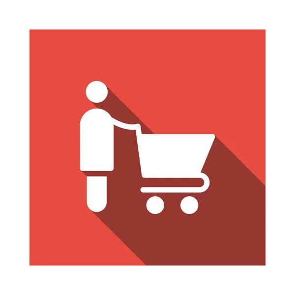 Shopping Cart Flat Ikonen Isolerad Vit Bakgrund Vektor Illustration — Stock vektor