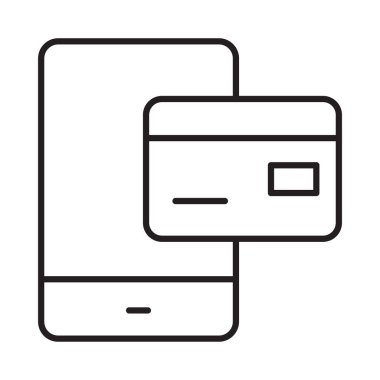 Smartphone perde ile kredi kartı düz simgesi beyaz arka plan üzerinde online ödeme kavramı izole