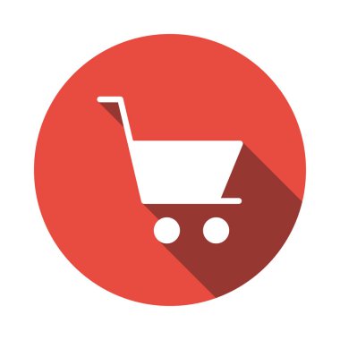 alışveriş sepeti düz simgesi beyaz arka plan, vektör, illüstrasyon izole