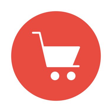 alışveriş sepeti düz simgesi beyaz arka plan, vektör, illüstrasyon izole