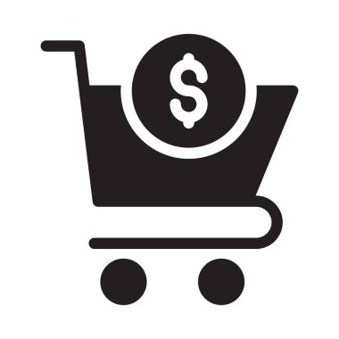 Beyaz arka plan, vektör, illüstrasyon izole düz simge arabası alışveriş