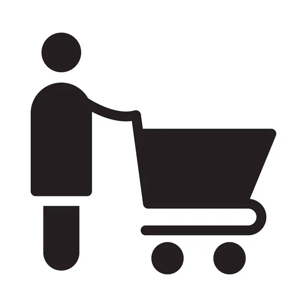 Shopping Cart Flat Ikonen Isolerad Vit Bakgrund Vektor Illustration — Stock vektor