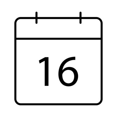 Takvim düz simgesi beyaz arka plan, vektör, illüstrasyon izole