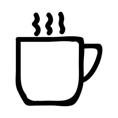 Kahve Kupası düz simgesi beyaz arka plan, vektör, illüstrasyon izole