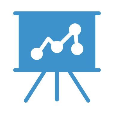 Analitik Sunum kurulu düz simgesi beyaz arka plan, vektör, illüstrasyon izole