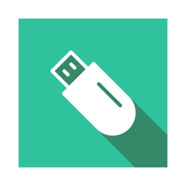 Usb sürücü düz simgesi beyaz arka plan, vektör, illüstrasyon izole