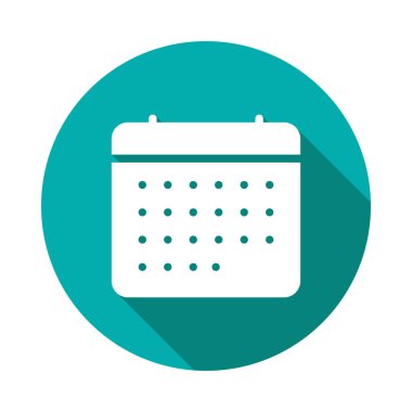 Takvim düz simgesi beyaz arka plan, vektör, illüstrasyon izole