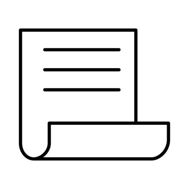 Kağıt sayfa düz simgesi beyaz arka plan, vektör, illüstrasyon izole