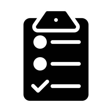 Proje denetim listesi düz simgesi beyaz arka plan, vektör, illüstrasyon izole Pano