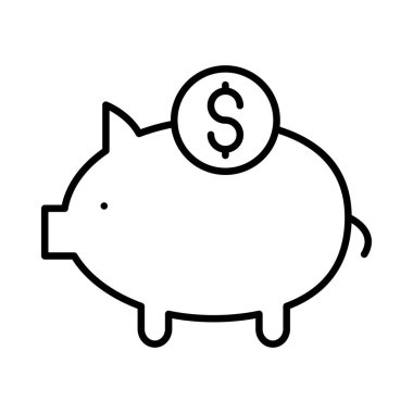 Beyaz arka plan, vektör, illüstrasyon izole Doları para düz simgesi ile Piggy banka