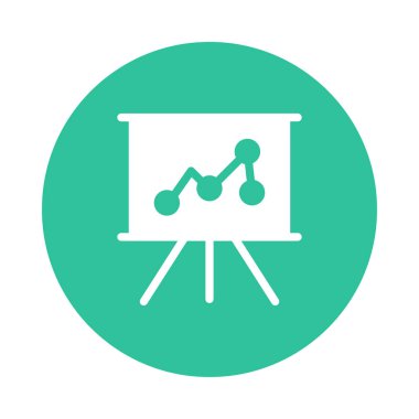 Analitik Sunum kurulu düz simgesi beyaz arka plan, vektör, illüstrasyon izole
