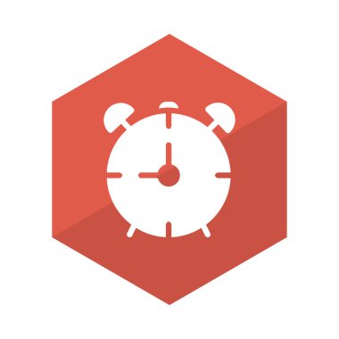 çalar saat düz simgesi beyaz arka plan, vektör, illüstrasyon izole